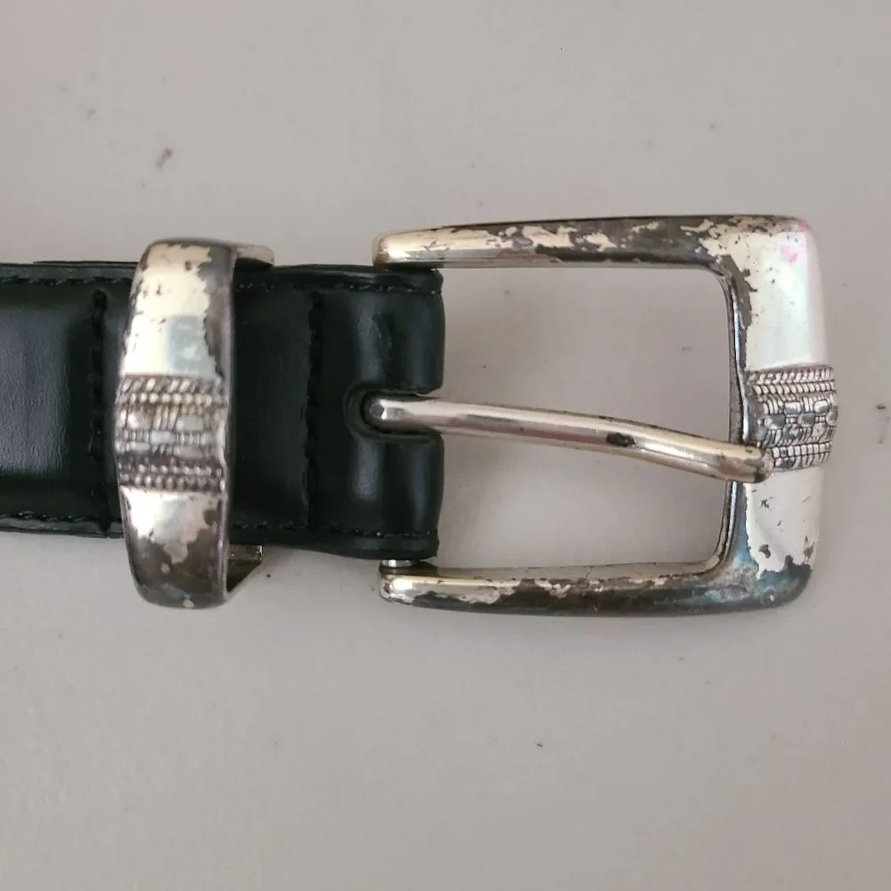vintage tasso elba black belt with silver hardware